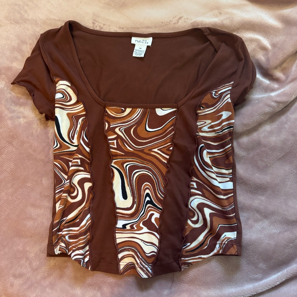 Brown print crop top from rue 21